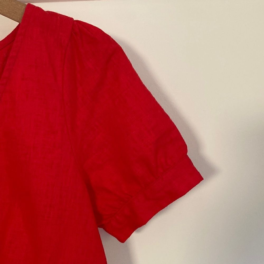 Red Linen Babydoll Mini Dress - Picture 10 of 13